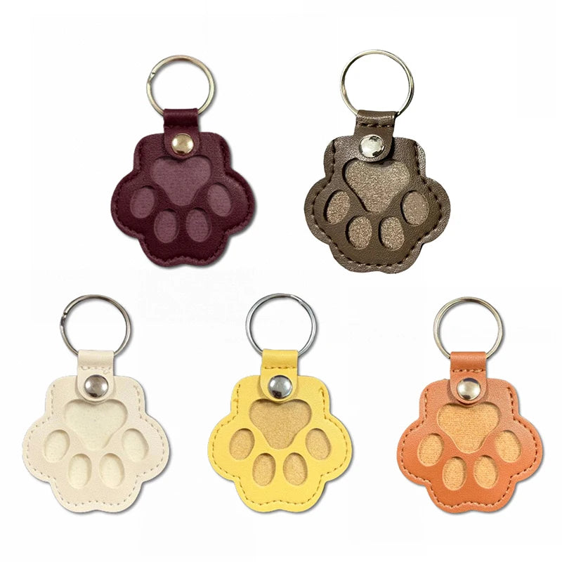 Commemorative Pet Hair Storage Bag Keychain Leather Cat Paw Keyring DIY Memorial Gift Key Chain Cat Dog Fur Container Pendant